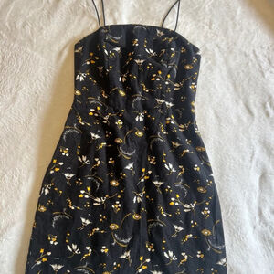 Urban Outfitters Black Floral Print Mini Summer Dress, Womens Size 0/XS